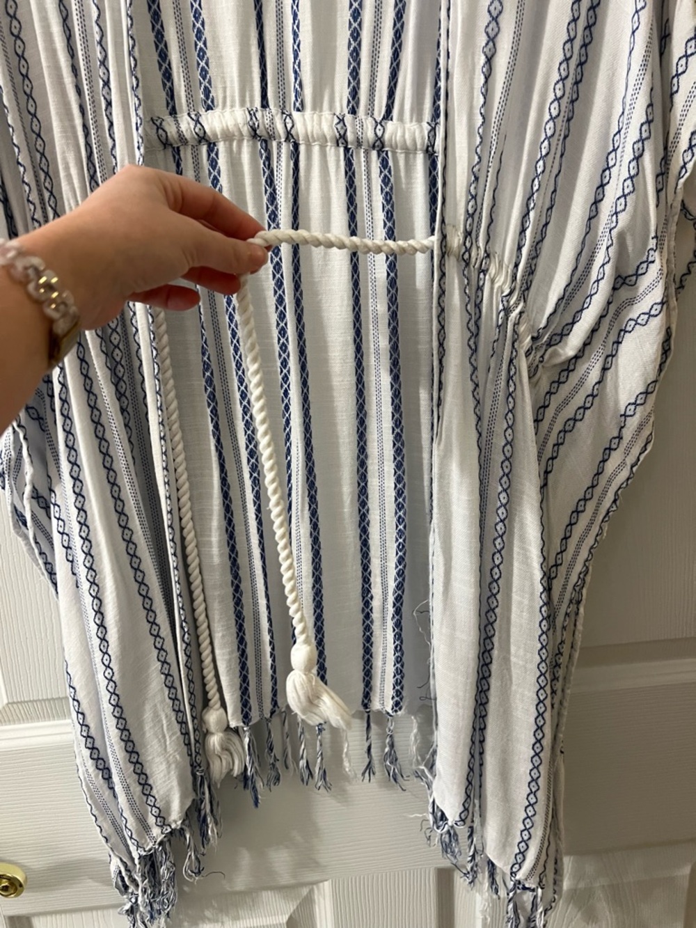 Blue Island Fringe Kimono Shawl Cover-Up - Picture 6 of 7